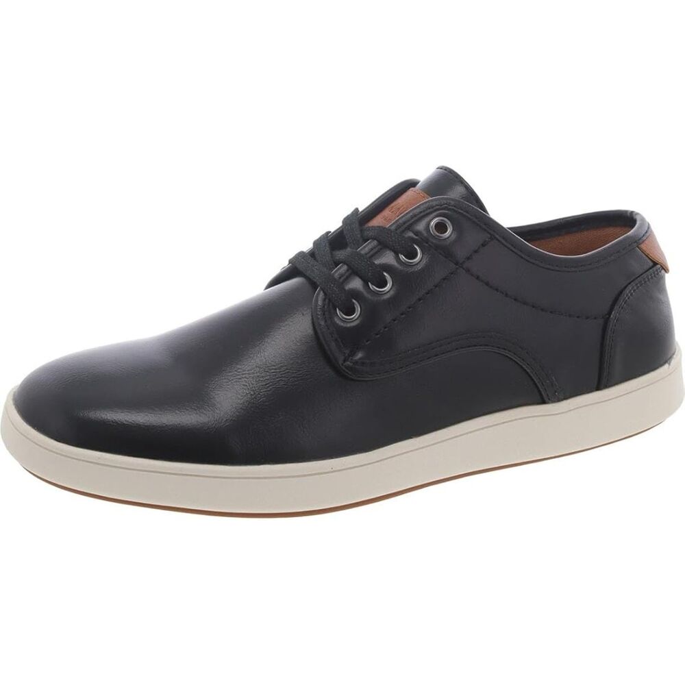 Men's Black Fabric Round Toe Lace-up Rubber Sole Lightweight Fashion Sneakers